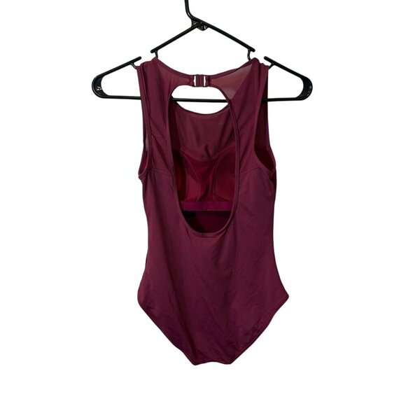 Niptuck Maroon One-Piece Swimsuit With Mesh Detail & Open Back size 4 - Picture 3 of 6